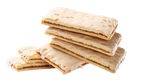 Stack of iced toaster pastries cut open to show filling