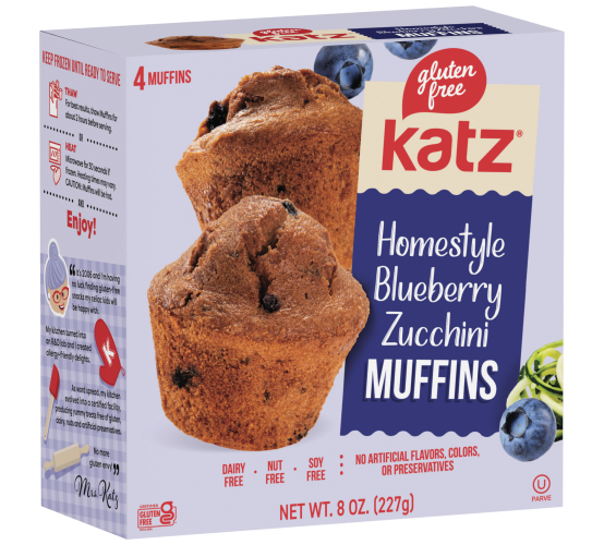 Gluten Free Homestyle Blueberry Zucchini Muffins | Katz Gluten Free