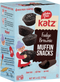 Fudge brownie muffin snacks box with four dark chocolate muffin illustrations