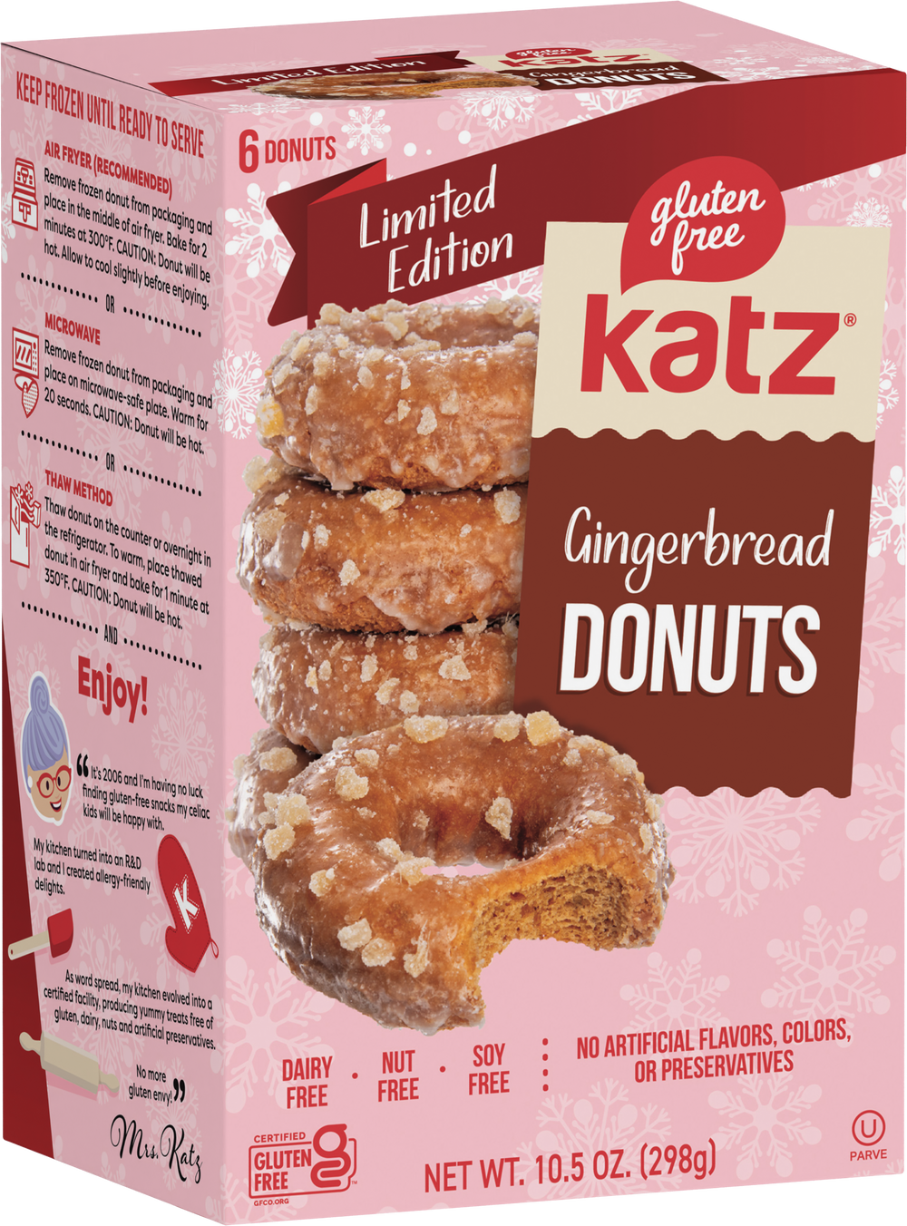 Gingerbread donuts gift box showing gluten-free gingerbread donuts with sugar topping