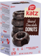 Glazed chocolate donuts pack, Katz brand, 6 donuts shown on front label