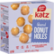 Glazed donut holes in Katz retail box with golden sugar-coated bites