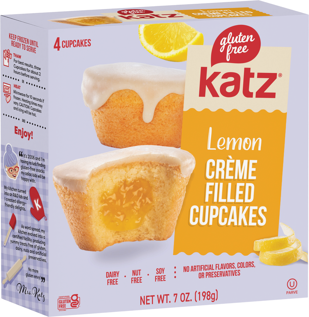 Katz lemon crème filled cupcakes box, 4 count