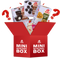 Red Mini Mystery Box carton with snack mix and frosting pastry packets