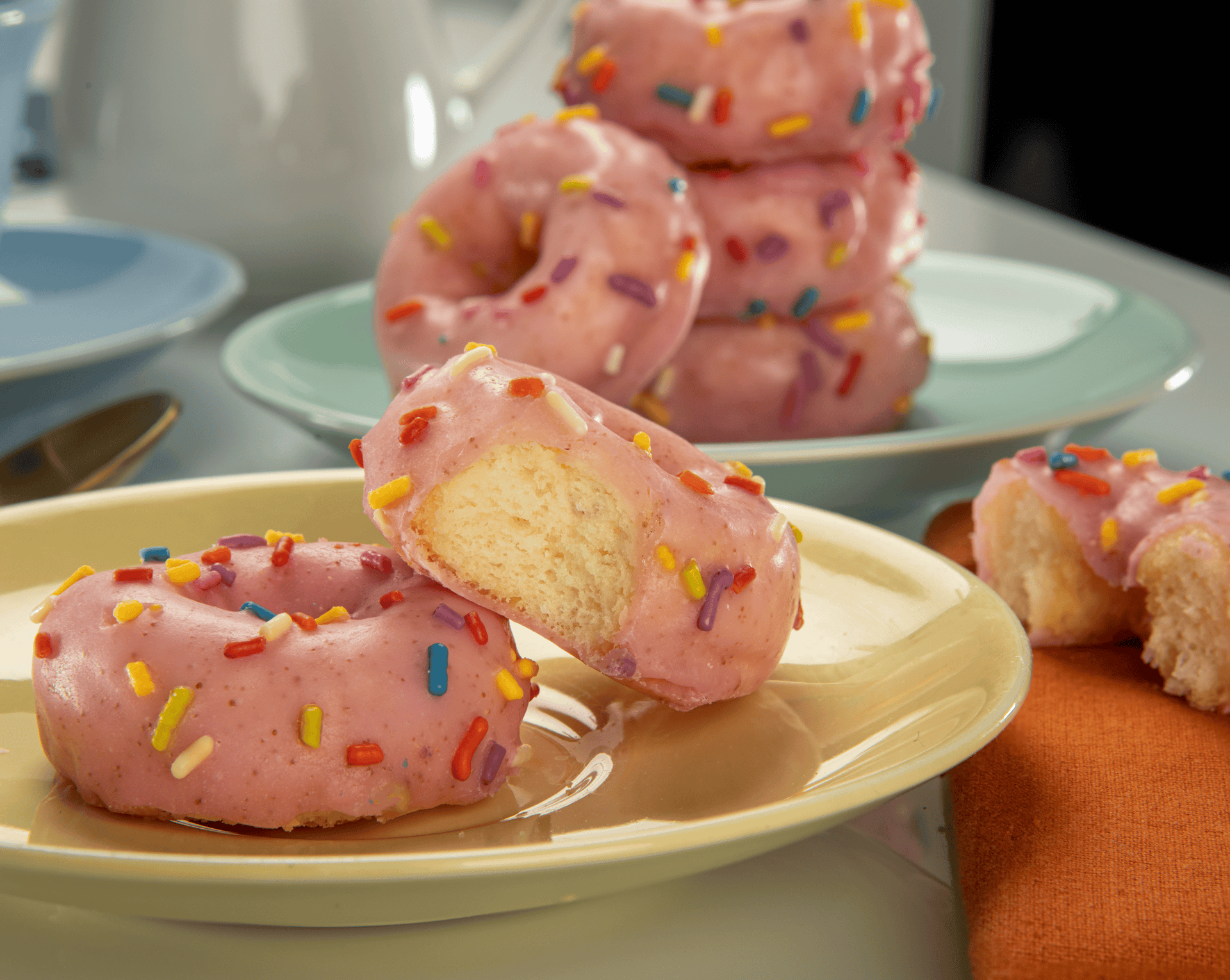 Strawberry Frosted Sprinkle Mini Donuts