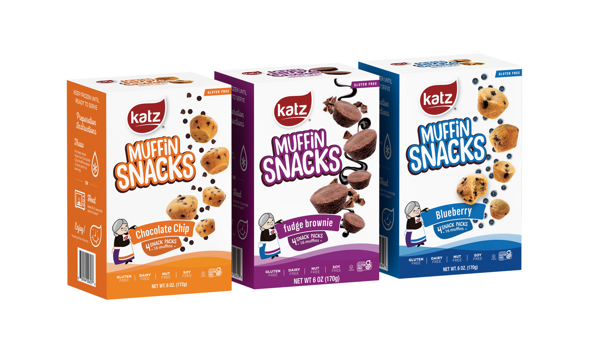 Muffin Snacks Pack - 1 Each Blueberry, Chocolate Chip & Fudge Brownie