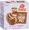 Katz Oatmeal Creme Pies box with two round oatmeal cookies and white creme filling