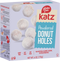Katz powdered donut holes box with gluten-free label and powdered donut hole graphics