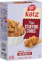 Katz plain stuffing cubes box, gluten-free package with product name