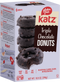 Katz gluten-free Triple Chocolate Donuts box showing triple chocolate-glazed donuts