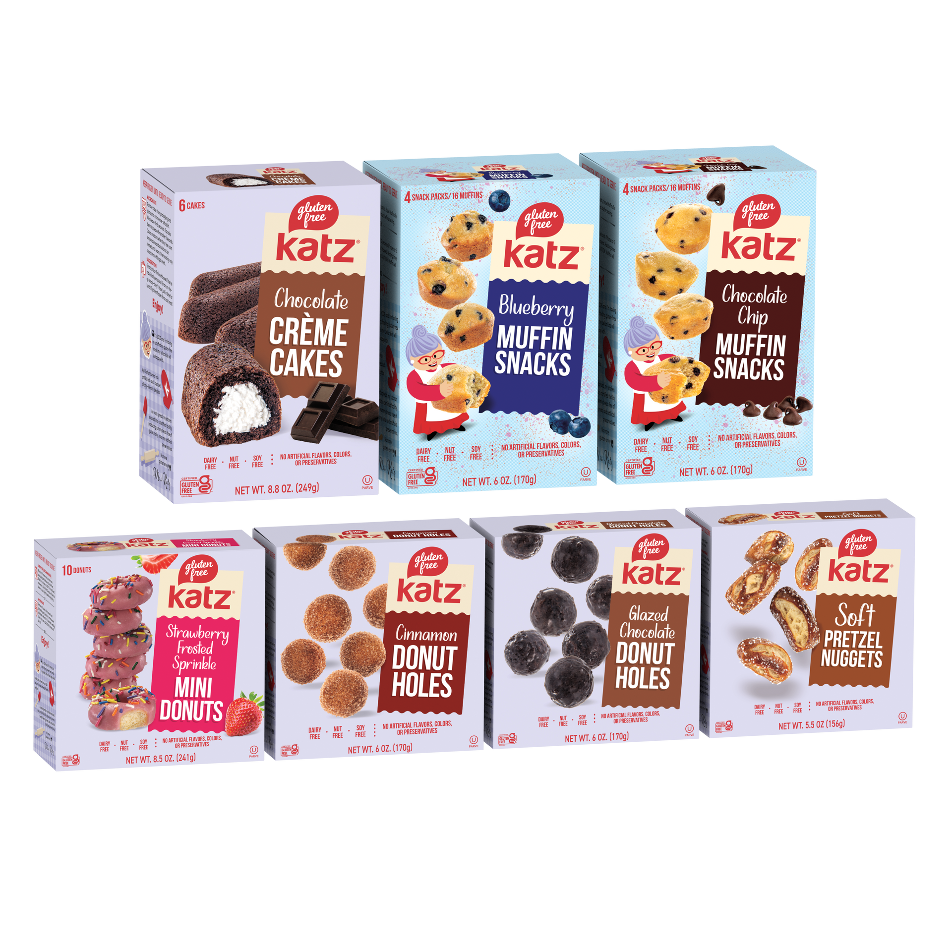 Snack Party Box with assorted Katz dessert snack boxes, mini donuts and pretzel nuggets