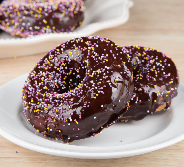 Chocolate Frosted Sprinkle Donuts